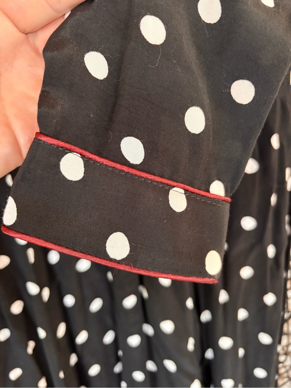 ZARA Woman Premium Collection Polka Dot Maxi Dress Black White Red Trim Size S - Picture 9 of 13